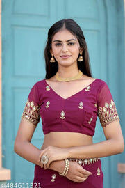 DISHA FASHION DURGA PUJA GEORGETTE BHALO MIRROR WEDDING,PARTY,FESTIVAL WEAR BOLLYWOOD SAREE.