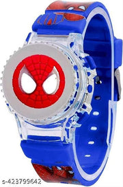 Soft Rubber Silicone Light with Spinner Cartoon Cap Cover Digital Kids Watch Non Breakable Wrist Watch - Pack of 1 Watch