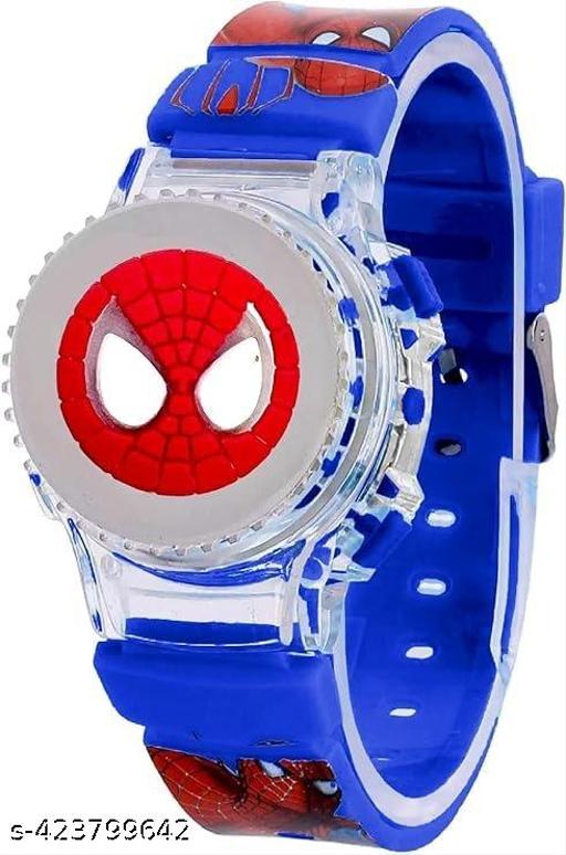 Soft Rubber Silicone Light with Spinner Cartoon Cap Cover Digital Kids Watch Non Breakable Wrist Watch - Pack of 1 Watch
