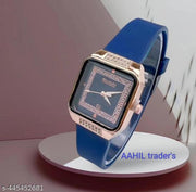 Latest trends premium looks square shape diamond case design analog watch for women and girls
