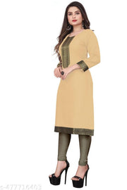 Fashionable Cotton Slub jacquard work Kurti For Women