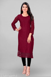 Elegant Net Fabric Embroidered Kurta for Women