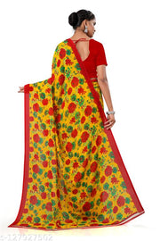 Kanooda Prints Fancy Women's Georgette Printed Sarees.