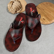 Foot fighter men slippers and flip flops synthetic material with Pu sole Color Brown