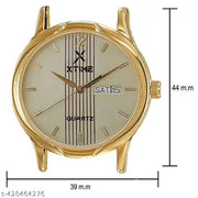 XTIME Analogue Day & Date Functioning Wrist Watch Gold Dial & Gold  Chain for Men's & Boys