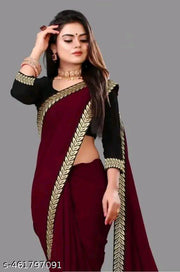Solid/Plain Daily Wear Georgette Saree