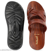 WALKAROO Men Everyday Comfort Slip-On Sandals with Cushion Sole |gents slippers| daily wear slippers for men| slippers For men|outdoor chappals| lightweight chappals| flat slippers for men| slip on chappals| Walkaroo men footwear-W5687 Dark Brown