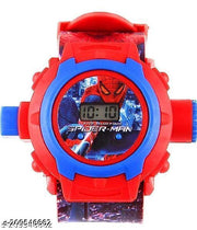 24 Images Unisex Kids Spider PVC Rubber Plastic Digital Wrist Projector Watch with Spiderman Unique Projector Digital Toy Watch for Kids - Good Return Gift