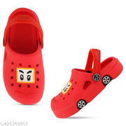 ONFEET Kids Trendy Daily use Comfortable Anti-Skid Casual Car Design Sandals for Boys and Girls, Kids Clogs for Boys and Girls with Sling Back Strap, Lightweight Kids Flipflops & Slippers for Indoor Outdoor Activity, Kids Heels & Sandals Color - Red