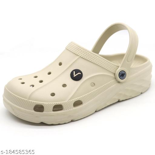 Svaar Men's Beige Lightweight Classic Clog Shoes || Sandals with Adjustable Back Strap for Men