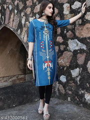 Stylish Women's Crepe Digital Printed Straight Kurti [Pack of 5]