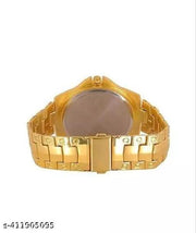 Gold Dial Golden Wrist watch for men watch With free ring And  Men With Free Designer Flat Chain gold plated chain
