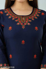 Embroidered Blue Rayon kurti