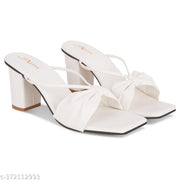 Stylish white colour sandal and block heels