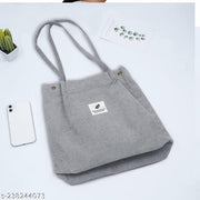 MOMISY Women Corduroy Tote Bag with Handle and Strap Belt Girls Shoulder Handbag Shopping Bag Travel for Daily Use Mother Work Beach and Grocery