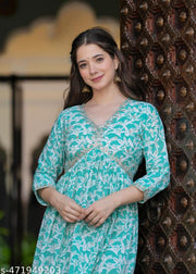 Women Embroidered Cotton Blend Anarkali Kurta