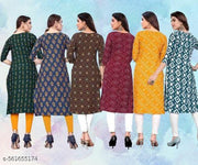 Women Printed Crepe Kurti (Combo Of 6)