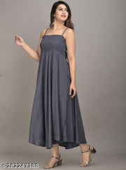 Anarkali Gown for Women and Girls Flared Sleeveless (gray)