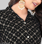 Rayon Kurti for women Gold Foil Print