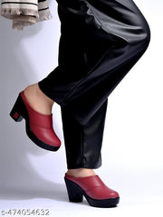 Shoetopia Solid Round Toe Cherry Pumps For Women & Girls