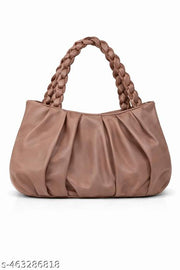 Trendy Soft PU Leather Handbag for Women & Girls with Braided Handle | Chain Shoulder Bag with Sling Strap