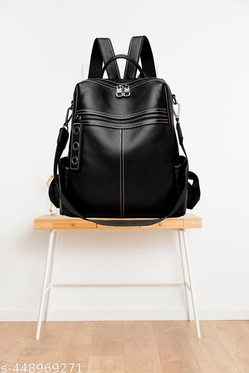 Muchova Classic Look Backpack For College Women School Bag For Teen Girls Solid Pattern Current Design Bag For Ladies(Girls Backpack Shoulder and Handbag for Ladies Medium Size Purse For Women)