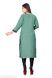 Designer Kurti New Collection Cotton Blend Stylish New Trendy , Women Kurti , Kashmiri Pheran, Cotton Kurti,Embroidered Pattern Casual Kurta for Girls & Women