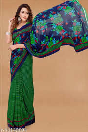Pretty, Printed Georgette Saree with Blouse Piece