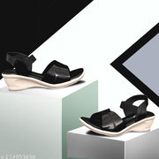 Casual Women Heels Sandals : Ladies Black Solid Heel Sandals : Women Heels : Heels & Sandals : High Heels : High Heel Sandals