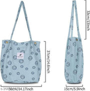 MOMISY Women Corduroy Tote Bag with Handle and Strap Belt Girls Shoulder Handbag Shopping Bag Travel for Daily Use Mother Work Beach and Grocery