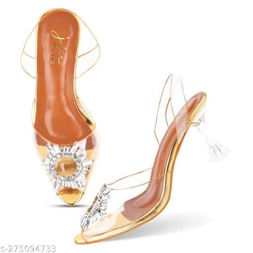 JM LOOKS Women Heels Sandals Comfortable and Stylish Transparent Upper Kitten Heel Sandal