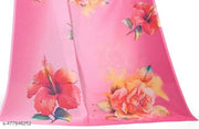 Attractive Georgette Floral Digital Print Saree With Running Blouse Piece