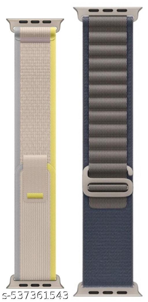Trail Loop Alpine Loop Straps Compatible with Watch 49mm 45mm 44mm 42mm, Adjustable Velcro Premium Strap for iWatch Ultra & Ultra 2 Series SE 8 7 6 5 4 3 2 1. (Only 2 Pcs Trail Loop Strap, Watch NOT Included) Alpine Blue Trail Yellow Combo Pack of 2