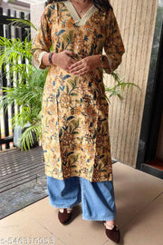 Stylish Cotton Printed Fancy V-neck Kurti