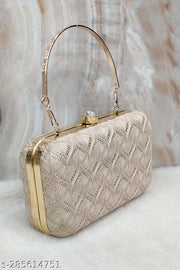 Party Clutch for Women Trendy Golden Color Box Clutch with Handle Dulhan purse Bridal Clutch