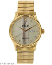 XTIME Analogue Day & Date Functioning Wrist Watch Gold Dial & Gold  Chain for Men's & Boys