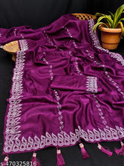 New hotfix degine Attractive New Design Fancy Saree With Swarovski Daimond (Hotfix diamond) Work Party Wear& Festive Wear new collection Saree.