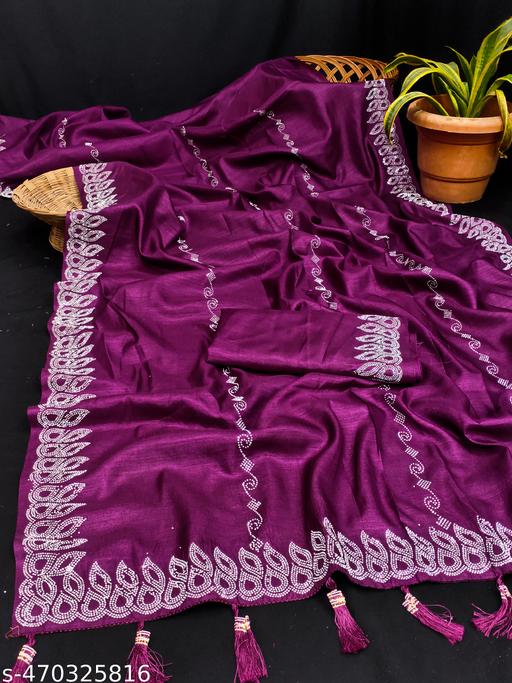 New hotfix degine Attractive New Design Fancy Saree With Swarovski Daimond (Hotfix diamond) Work Party Wear& Festive Wear new collection Saree.