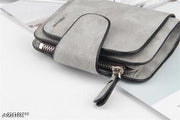 Stylish Peach Mini Wallet for Women | PU Leather Compact Card Holder Purse | Small Foldable Wallet for Girls