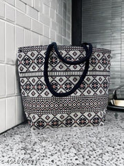 Stylish & Functional Eco-Friendly Grocery Tote Bag with Black Floral Design