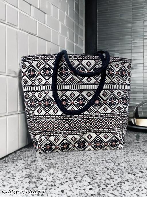 Stylish & Functional Eco-Friendly Grocery Tote Bag with Black Floral Design