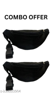 Waist bag combo for girls black color leather waterproof side chest bag womens classy bag