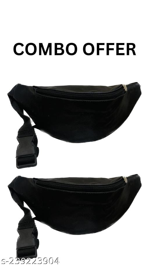 Waist bag combo for girls black color leather waterproof side chest bag womens classy bag