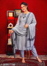 embroidered cotton kurti pant dupatta set||embroidered cotton kurta pant dupatta set||women kurti set||cotton kurti pant set||festive wear kurti set