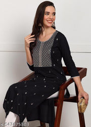 Women Georgette Printed Front Slit Kurta |Lace border/ dresses For Women | Party wear dresses| Gown for women | Long Gown for women | Ladies Gown \Anarkali Kurtis\Rayon Kurtis\Cotton Kurtis\Rayon Kurta Sets
