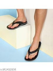 Paragon Daily Wear Lightweight Black and White Flip Flops for Men