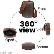 Synthetic Leather Classic Trendy Shoulder Daytrip Side Crossbody Office Slingbag For Men