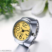 Finger Ring Watch, Fashion Jewelry Lady Girl Steel Round Finger Ring watcht Fits Most Women and Men