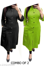 PI COLLAR ROUND NECK COMBO KURTI