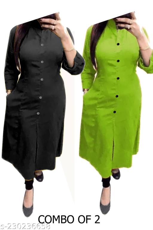 PI COLLAR ROUND NECK COMBO KURTI